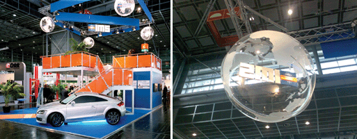 Satinierte Plexiglaskugeln f�r Messepr�sentation von IMS