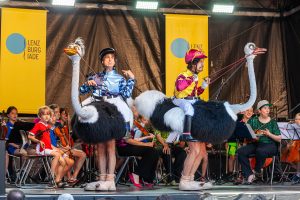 Die tollkühnen Straußenreiter beim Lenzburgiade Familienkonzert in der Schweiz
